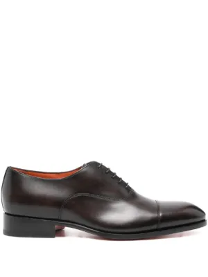 Santoni Polished Leather Oxford Shoes | Black | FARFETCH