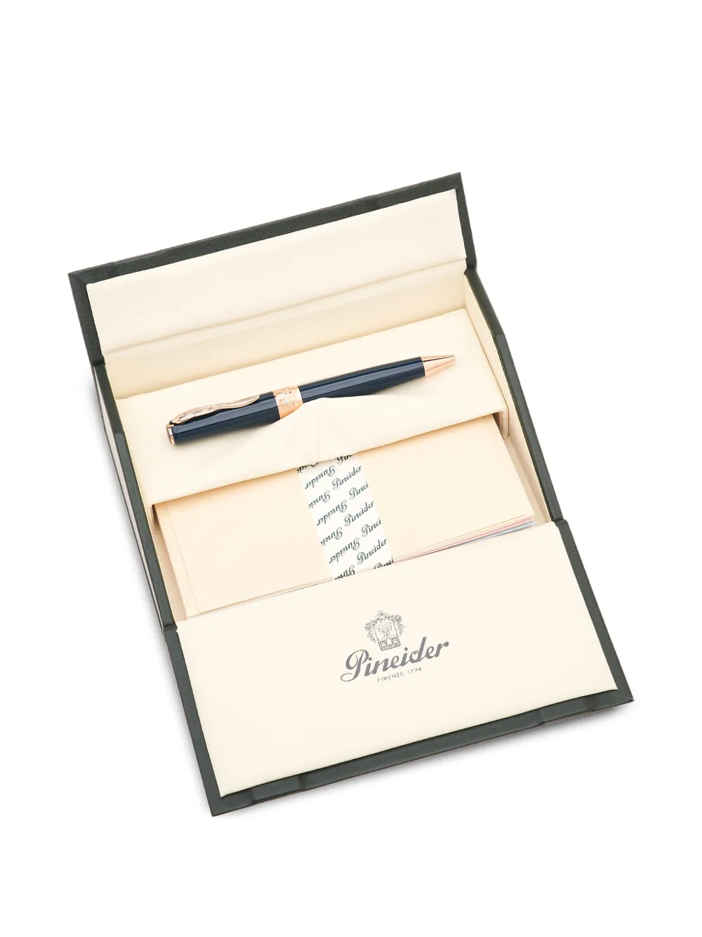 Pineider Classic Rose Gold ballpoint pen (14cm x 1.35cm) | Blue | Image 1