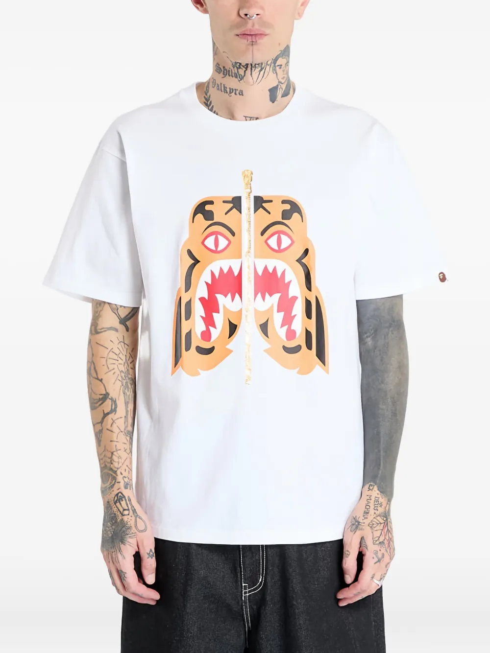 A BATHING APE T-shirt met tijgerlogo Wit