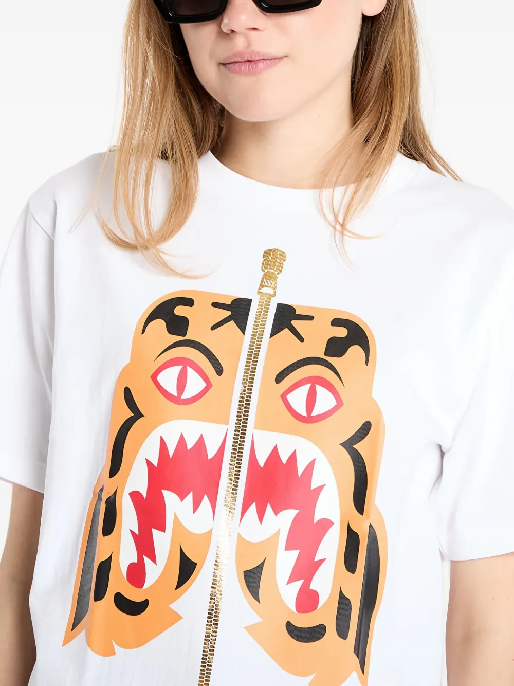 A BATHING APE T-shirt met tijgerlogo Wit