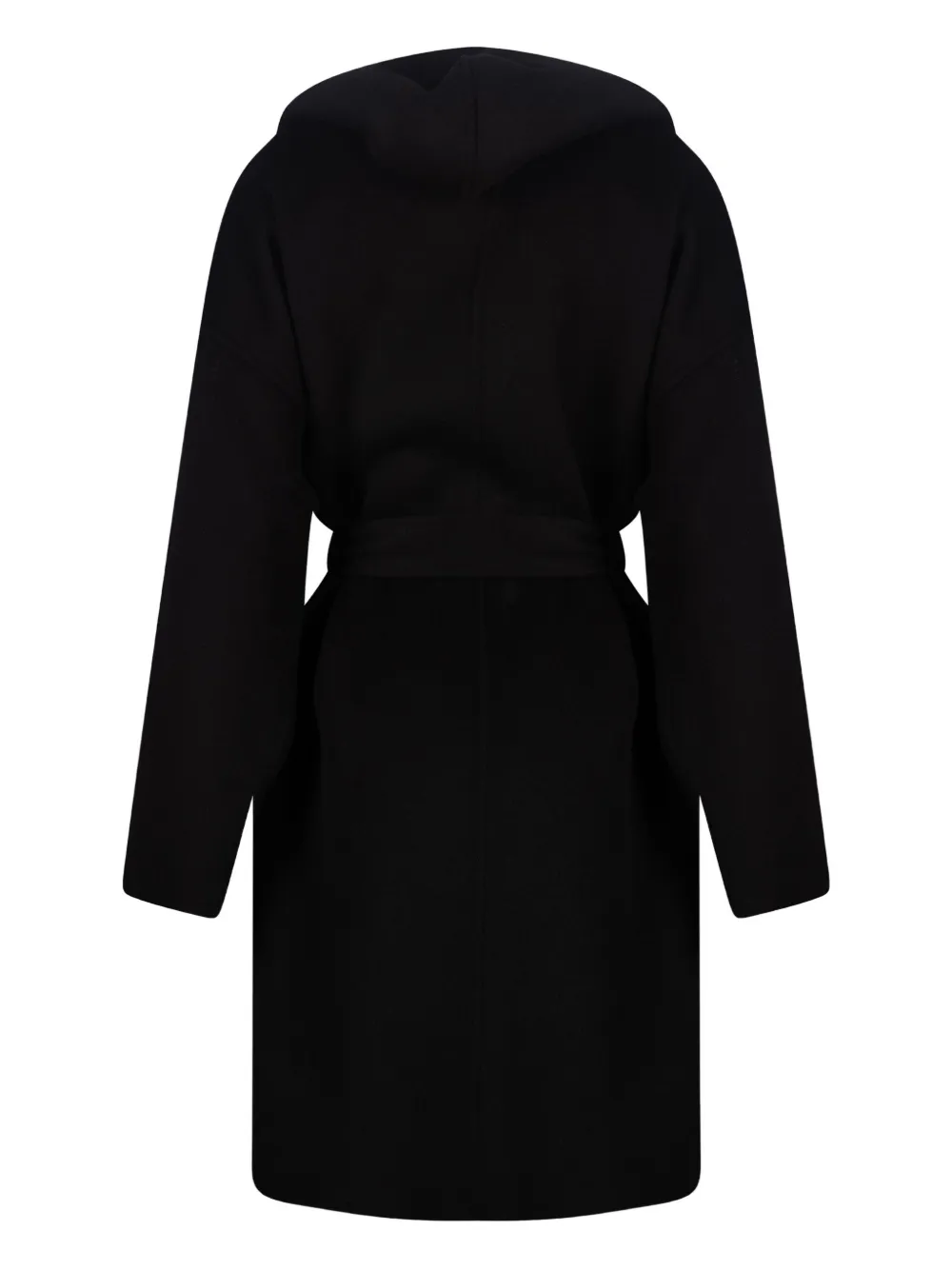 Park Place Nicole Hooded Belted Coat In Black