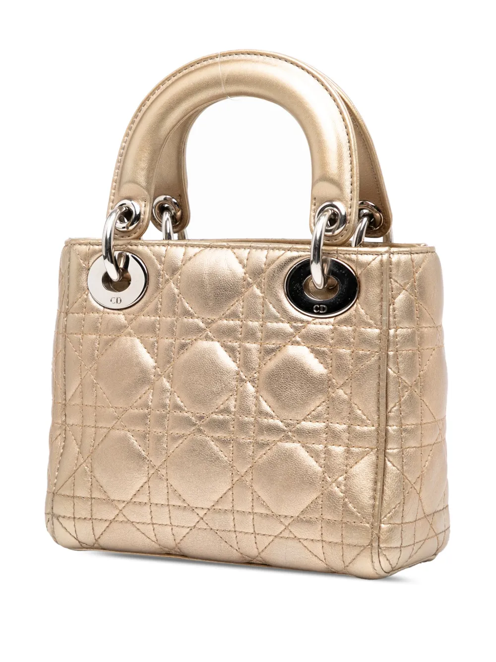 2014 Mini Metallic Lambskin Cannage Lady Dior Satchel