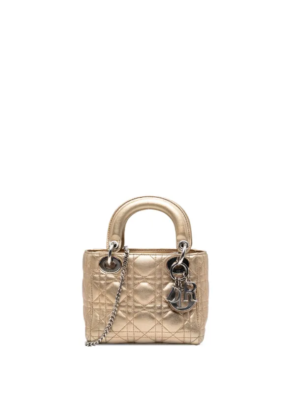 Christian Dior Pre-Owned 2014 ミニ メタリックラムスキン カナージュ