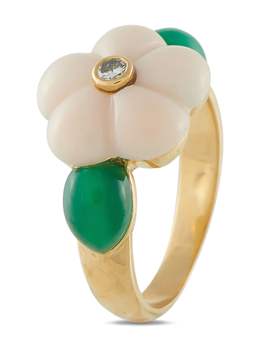 Pre-owned Van Cleef & Arpels 18k Yellow Gold Diamond Coral-flower Ring