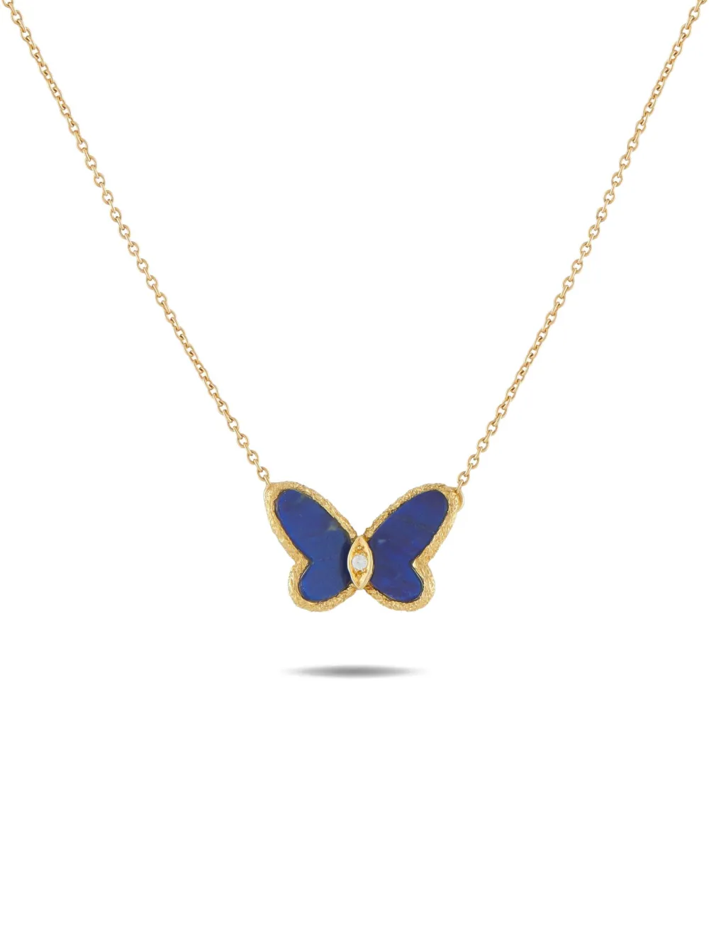 Pre-owned Van Cleef & Arpels 18k Yellow Gold Diamond And Lapis Necklace