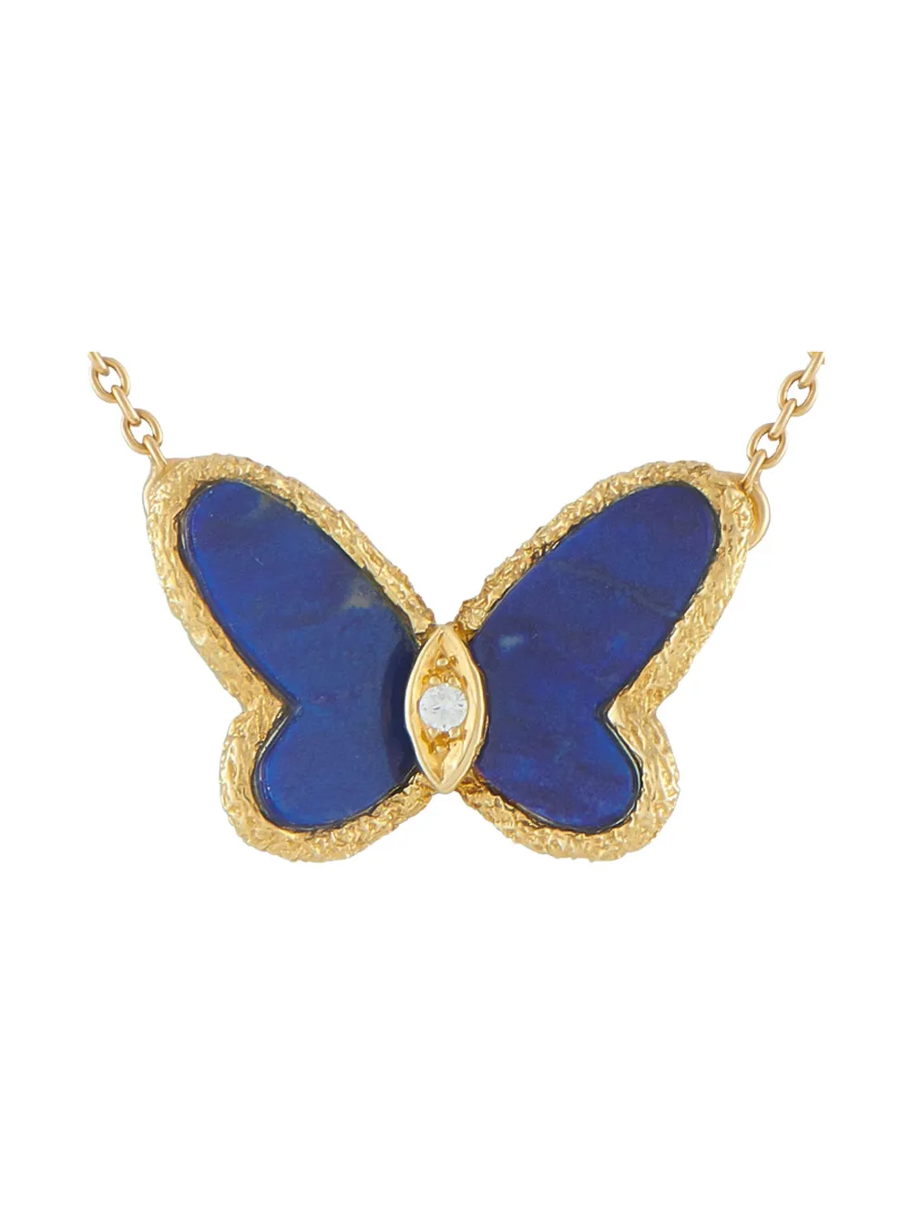 Pre-owned Van Cleef & Arpels 18k Yellow Gold Diamond And Lapis Necklace
