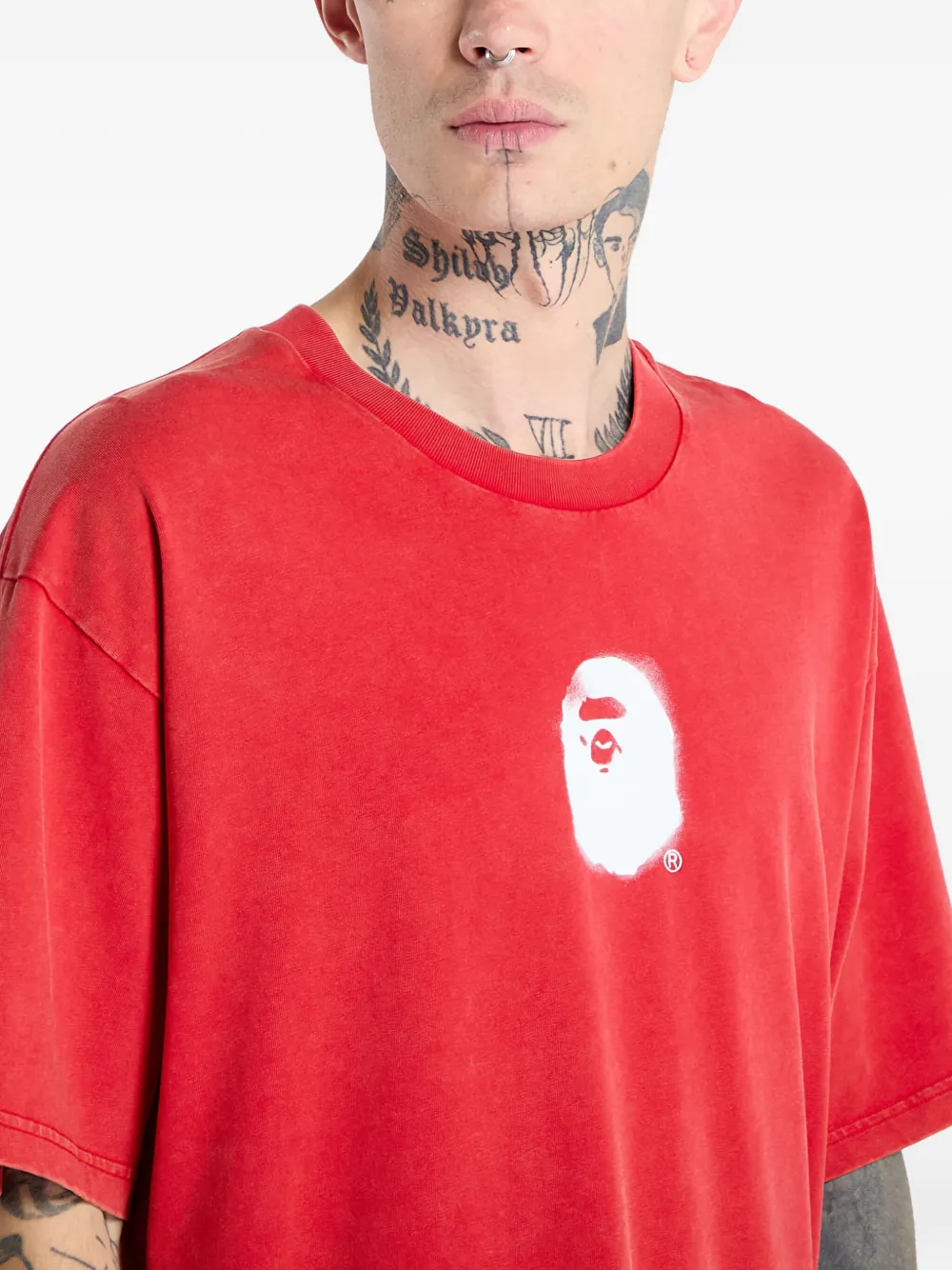 A BATHING APE T-shirt met print Rood