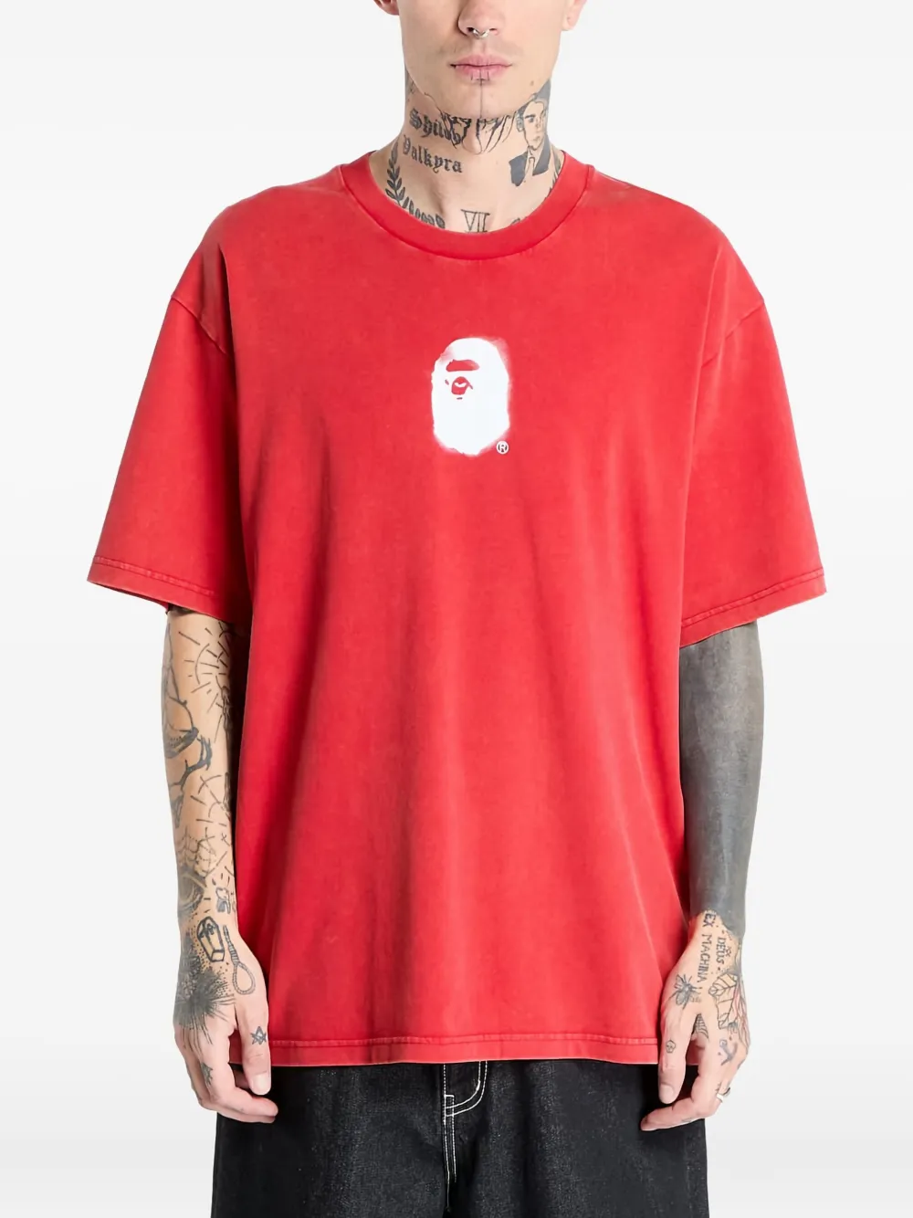 A BATHING APE T-shirt met print Rood