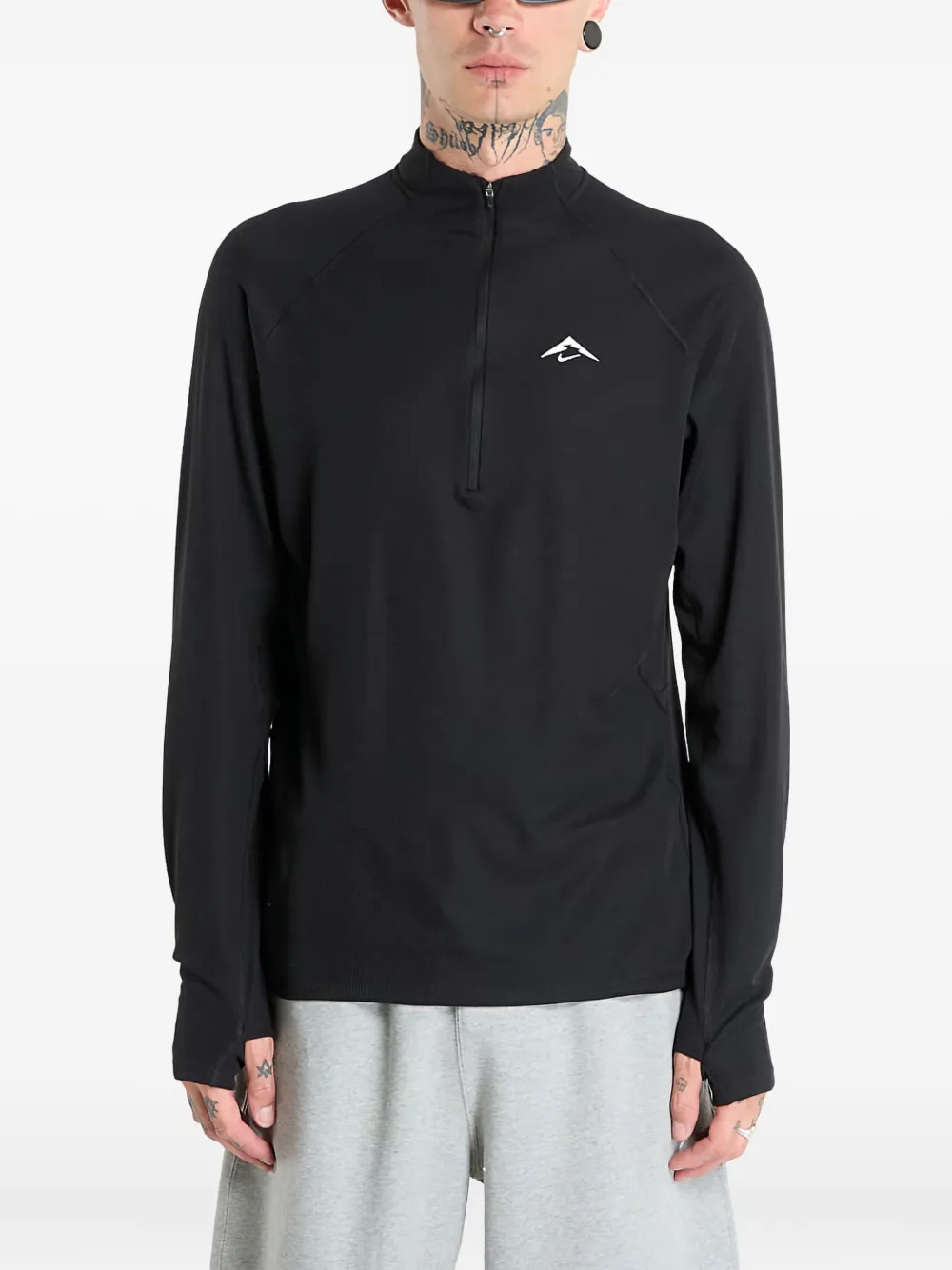 Nike half-zip long-sleeve T-shirt | Black | Image 1