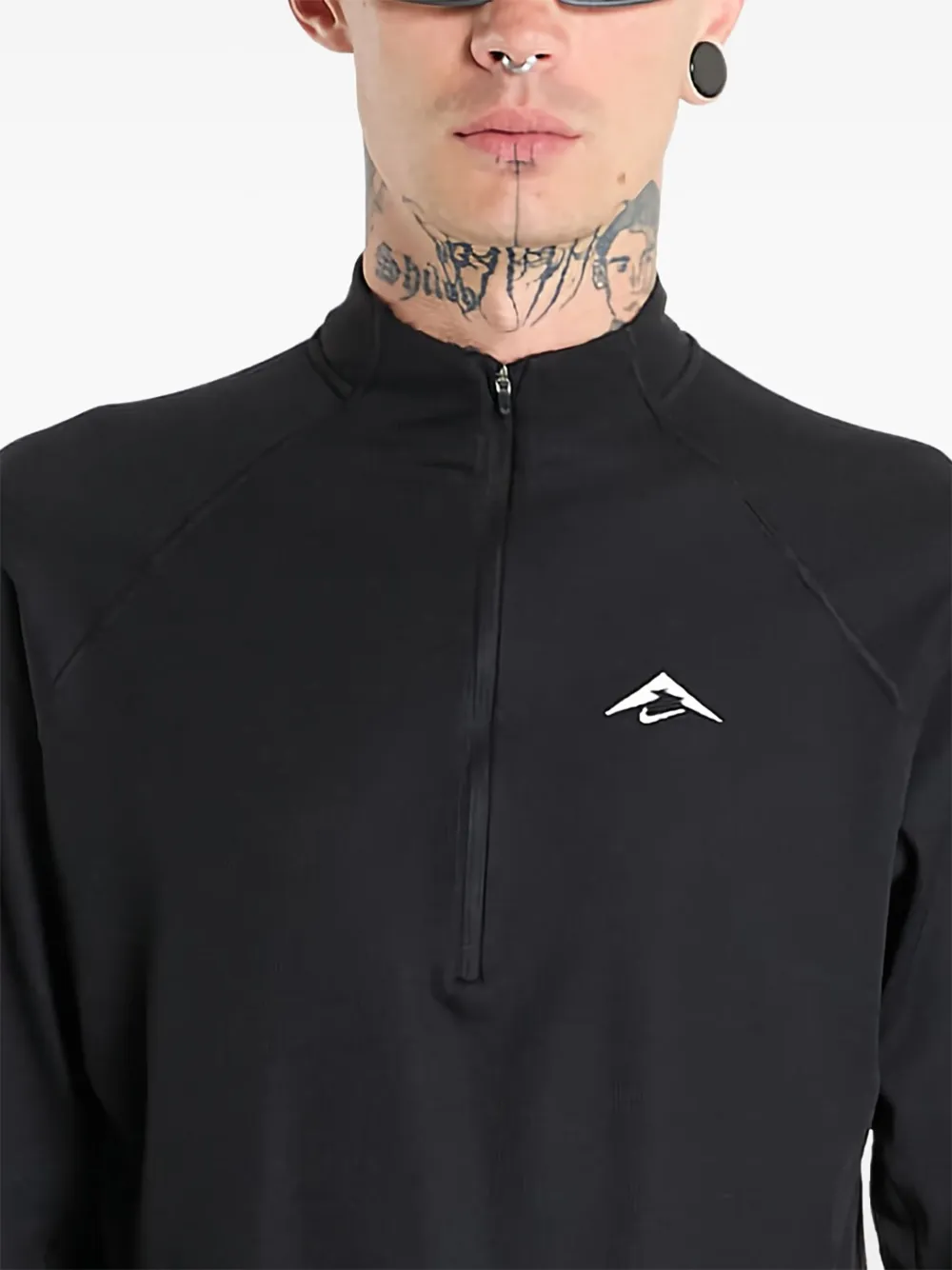 Nike T-shirt met halve rits en lange mouwen Zwart