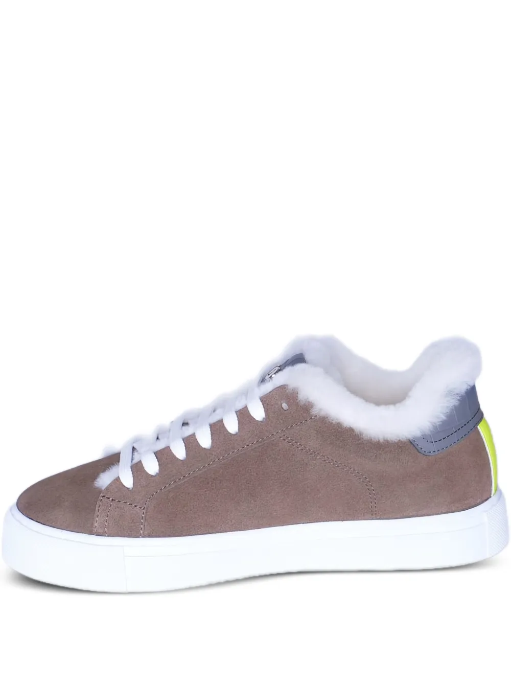 Hide & Jack Fur-trim Sneakers In Brown