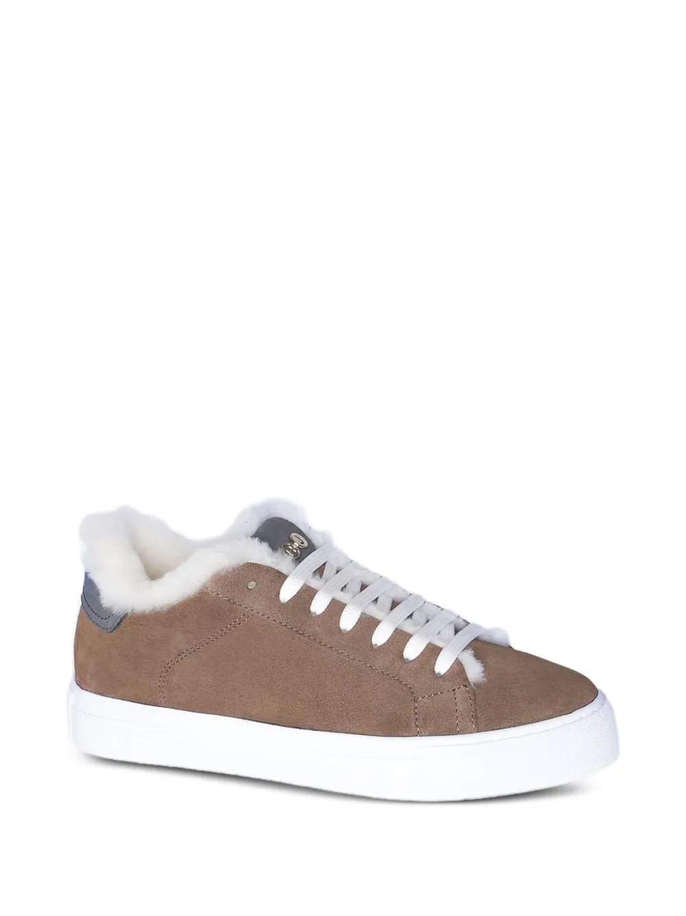 Hide & Jack Fur-trim Sneakers In Brown