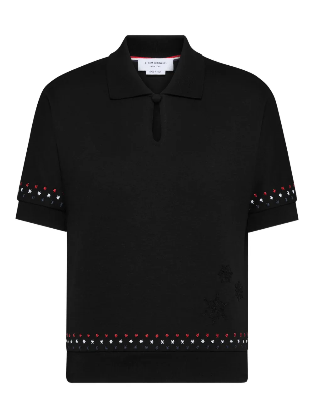 Thom Browne snowflake-embroidery polo top - Nero
