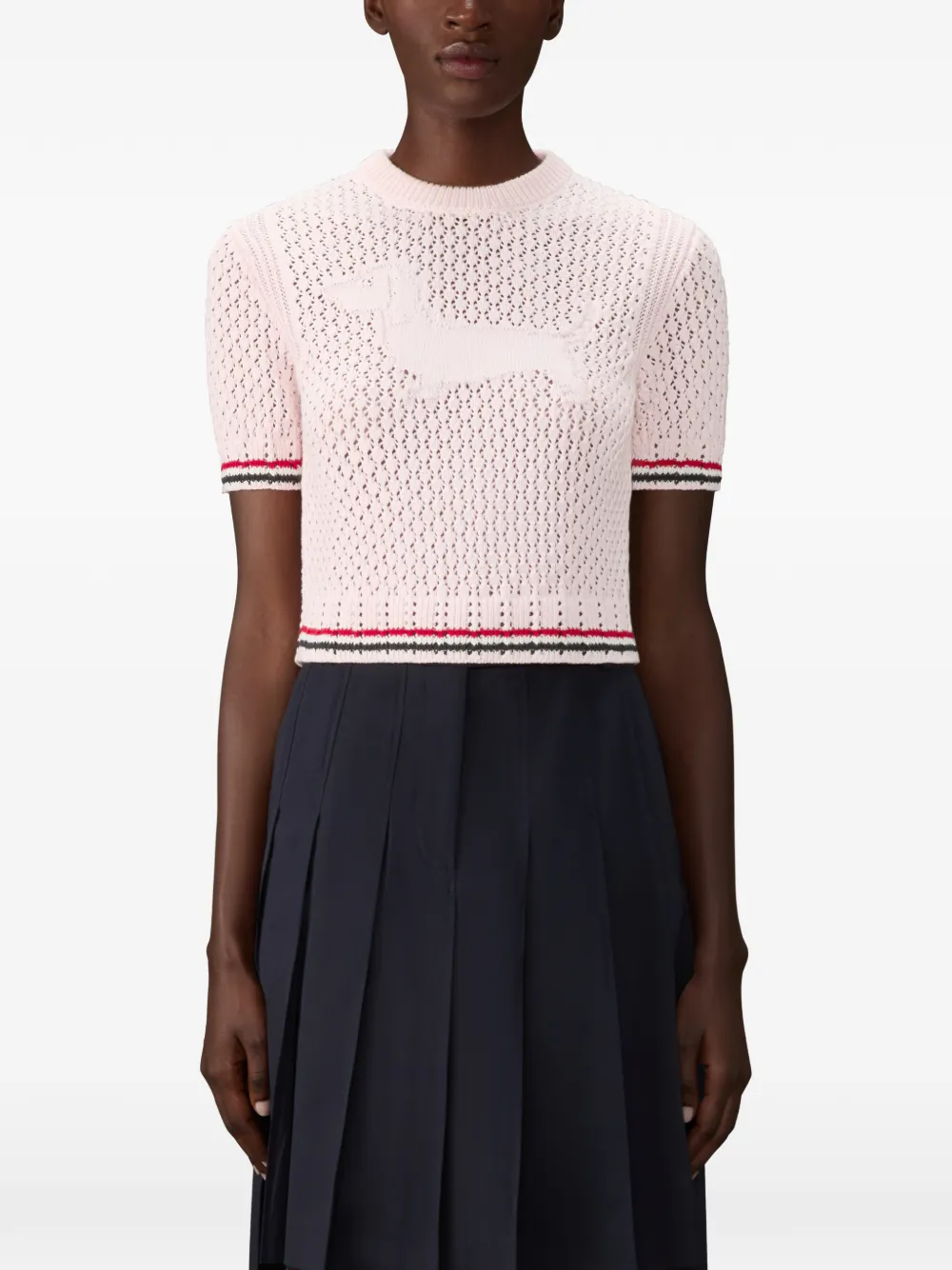 Thom Browne Hector T-shirt met pointelle stiksel Roze