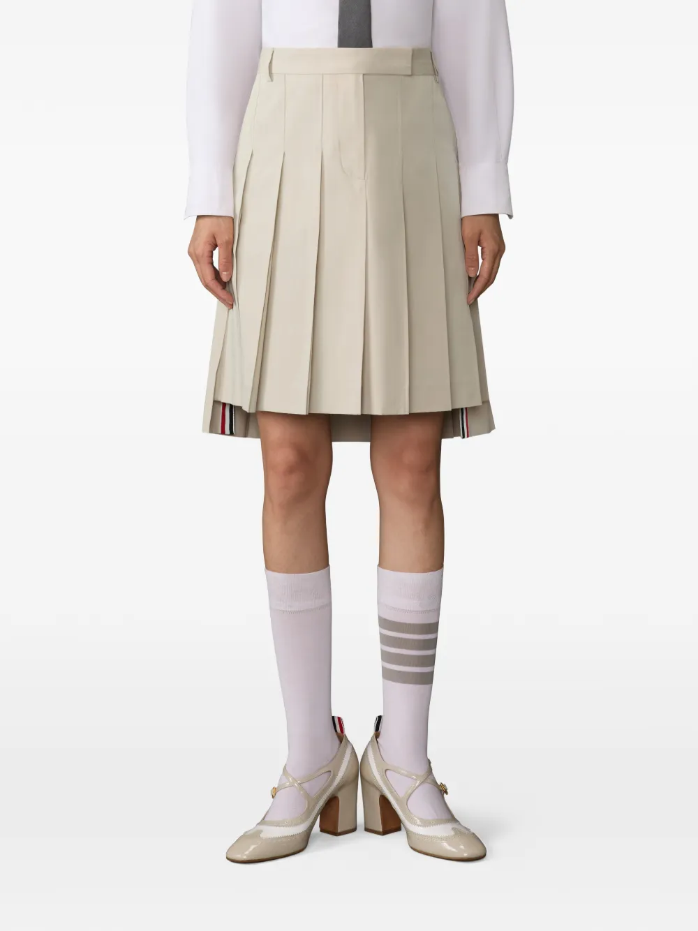  Thom Browne Pleated Mini Skirt - Neutrals 