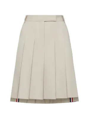 NIUMIU ミュウミュウ シルク混フレアスカート ベージュ 36 2024SS Miu Miu ミュウミュウ プリーツ チノスカート | ニュートラル