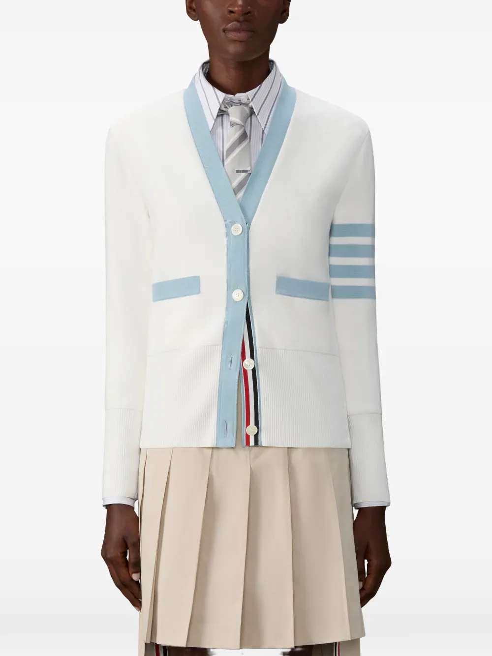Thom Browne Milano Stitch vest met 4 strepen Wit