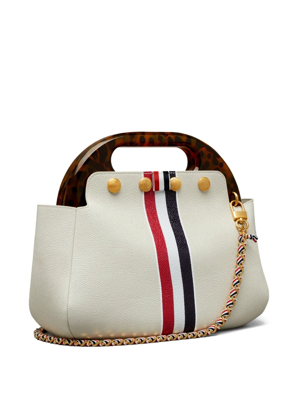 Thom Browne Leren schoudertas met gestreept detail Beige
