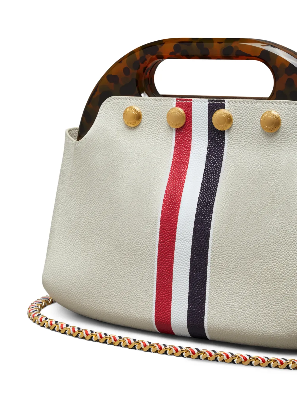 striped-detail leather shoulder bag