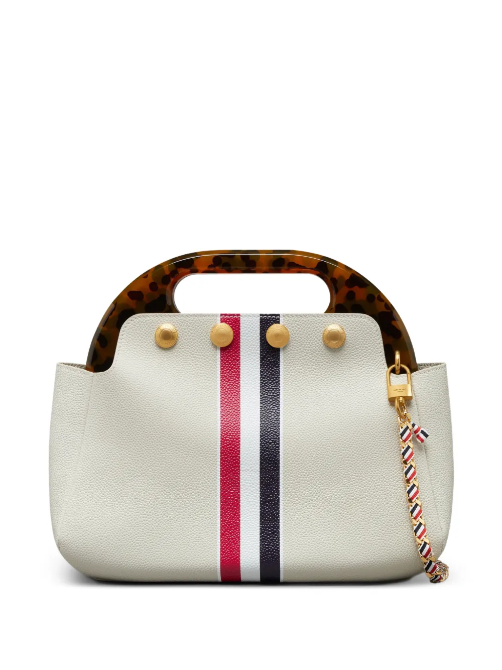  Thom Browne Striped-detail Leather Shoulder Bag - Neutrals 