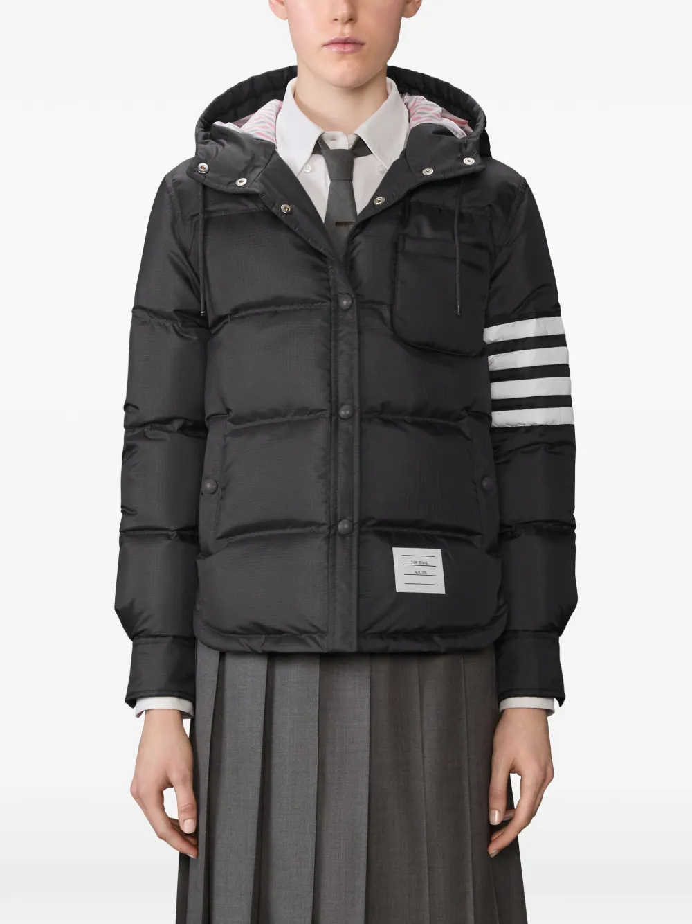 Thom Browne Ripstop jack met vier strepen Grijs
