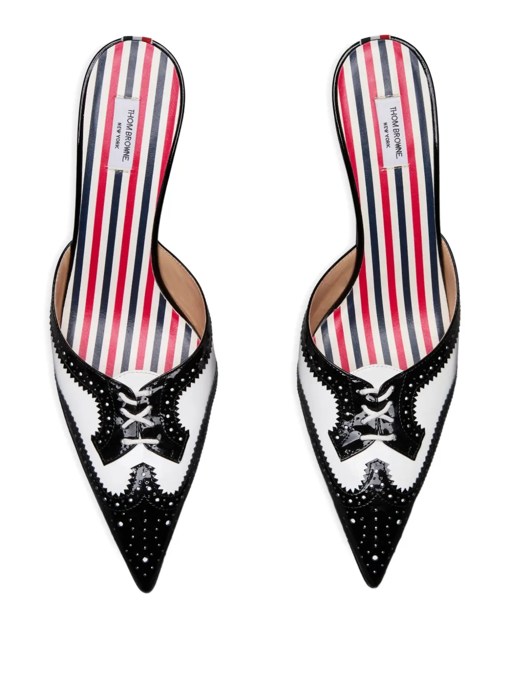 Thom Browne 75mm Heeled Brogue Mule In Multi
