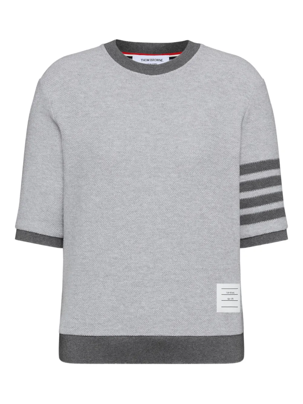 Thom Browne T-shirt con dettaglio a 4 righe - Grigio
