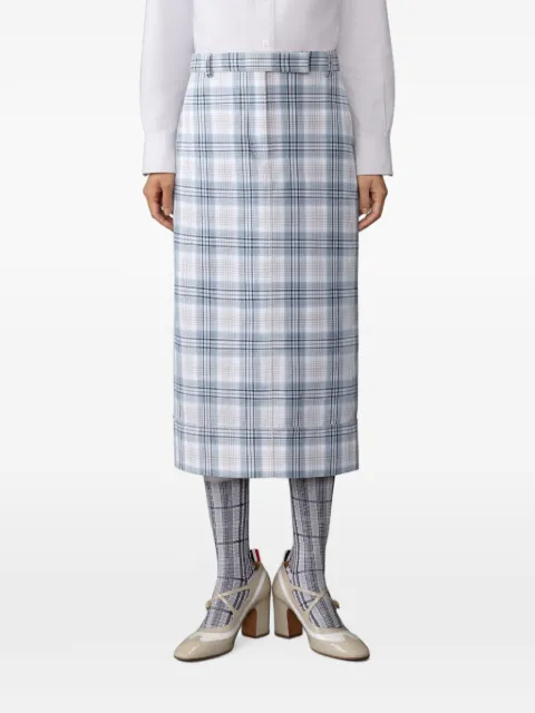 Thom Browne belt-loop plaid midi skirt