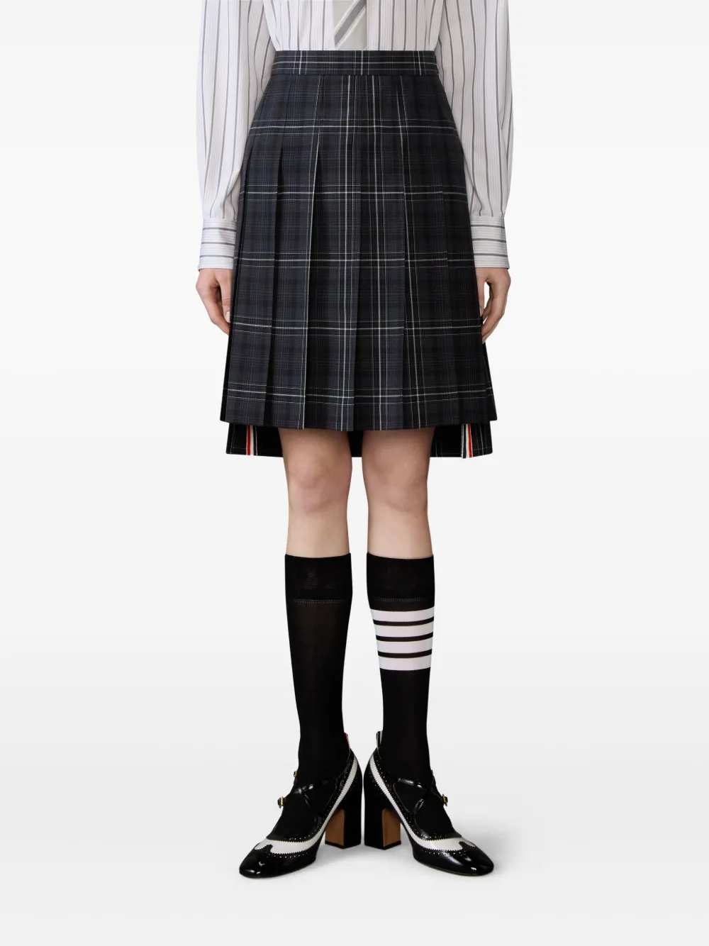  Thom Browne Plaid Pleated Mini Skirt - Black 