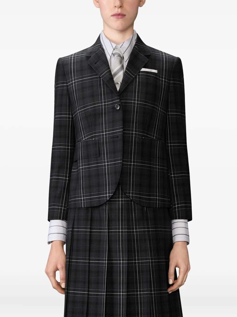 Thom Browne Geruite blazer Zwart