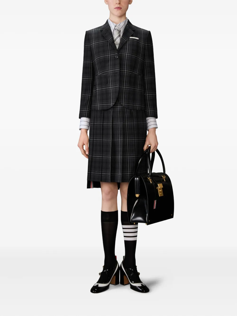 Thom Browne Geruite blazer Zwart