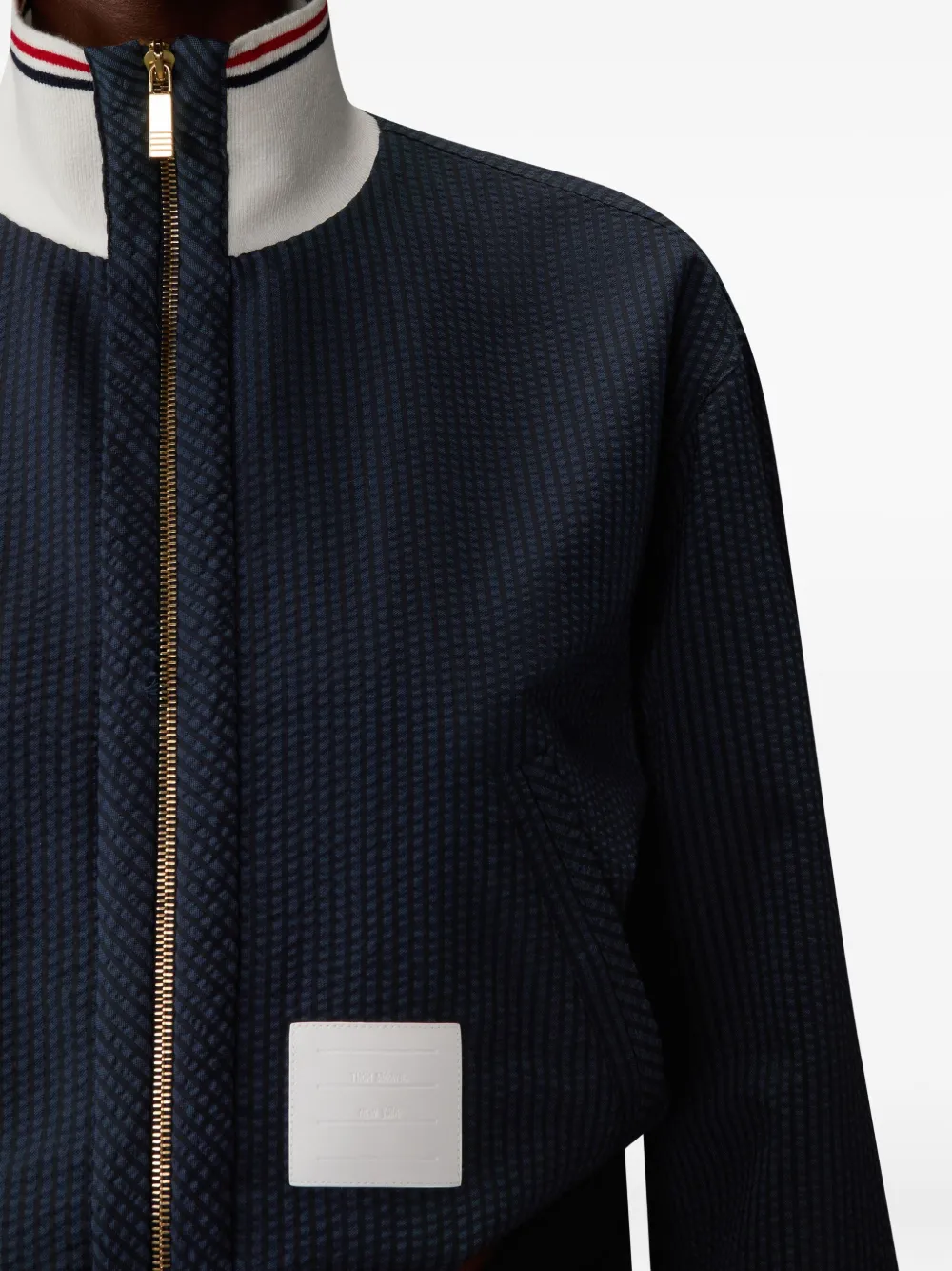 Thom Browne Wollen seersucker trainingsjack met rits Blauw