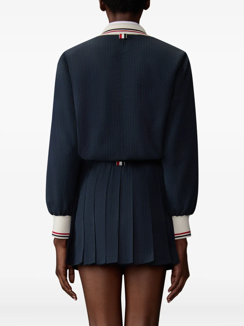 Thom Browne Wollen seersucker trainingsjack met rits Blauw