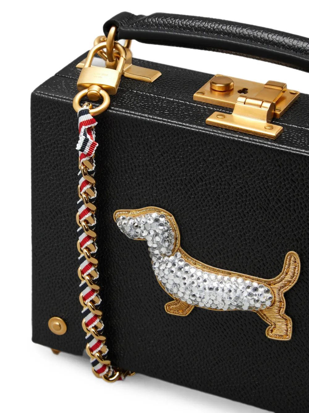 Thom Browne Hector mini-tas met bewerkte afwerking Zwart