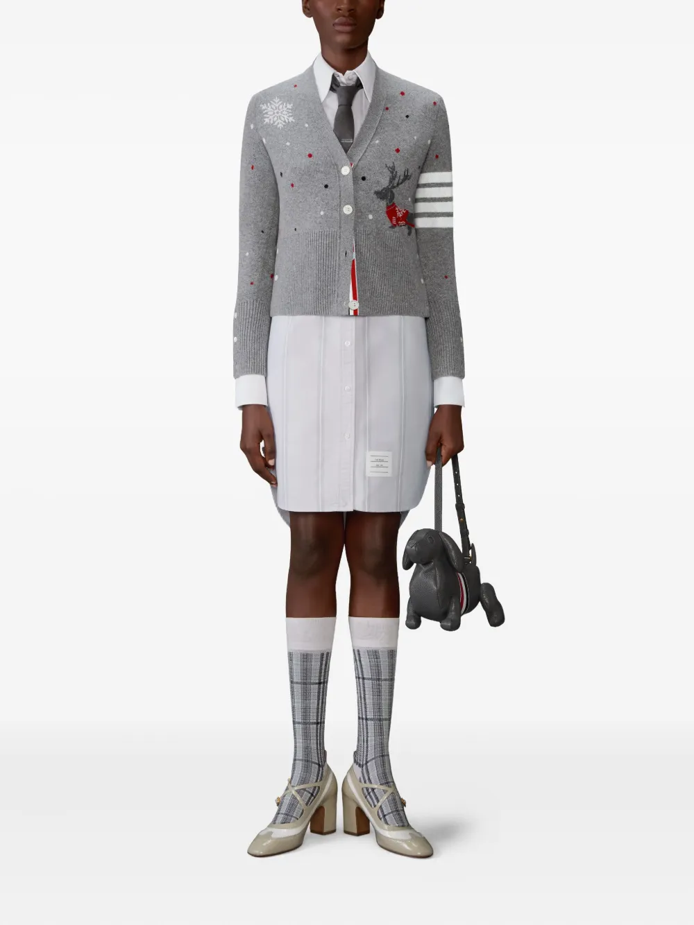 Thom Browne Gestreepte mini-jurk Grijs
