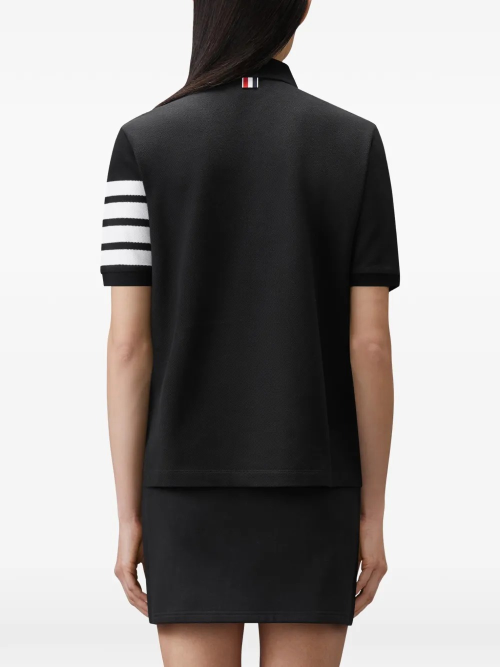 Thom Browne Piqué 4-Bar poloshirt Zwart