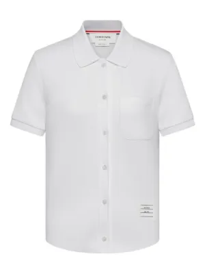 Miu Miu stripe-detail Polo Top | White | FARFETCH