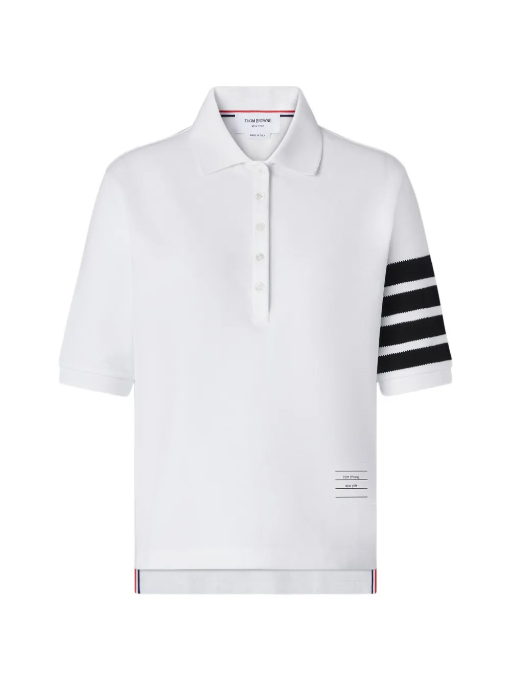 Thom Browne pique 4-bar polo - Bianco