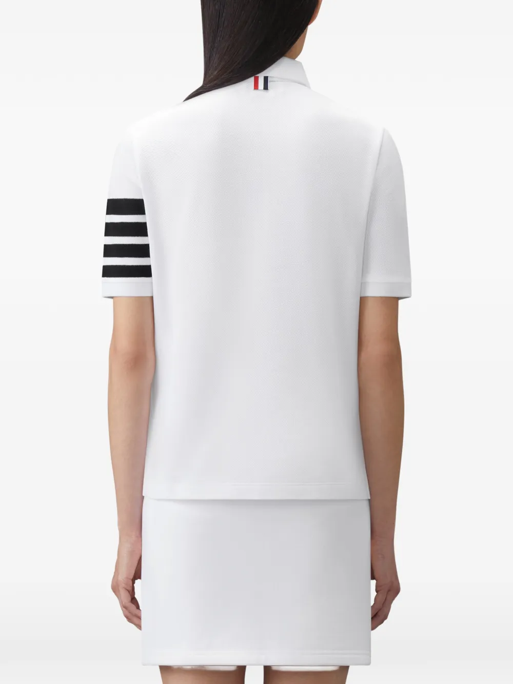 Thom Browne Piqué poloshirt met 4 strepen Wit