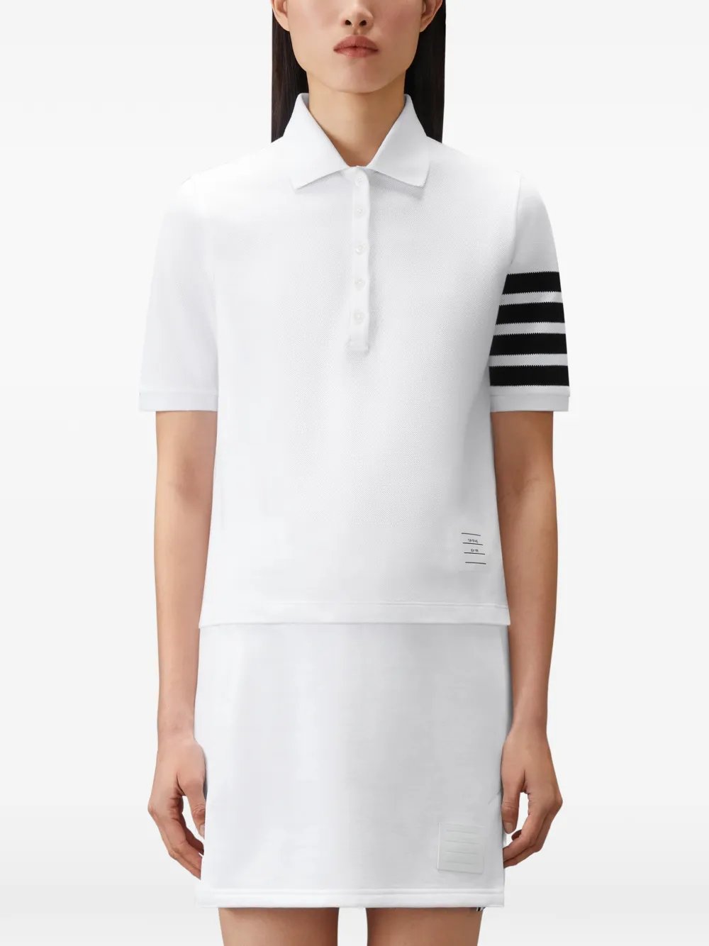 Thom Browne Piqué poloshirt met 4 strepen Wit