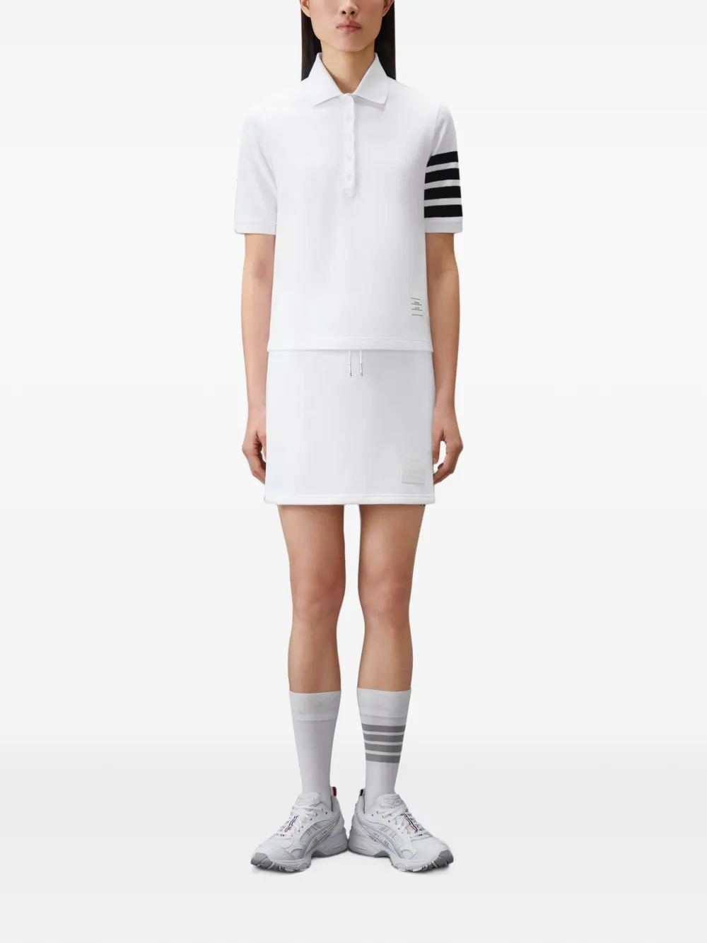 Thom Browne Piqué poloshirt met 4 strepen Wit