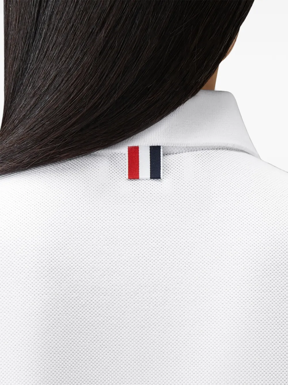 Thom Browne Piqué poloshirt met 4 strepen Wit