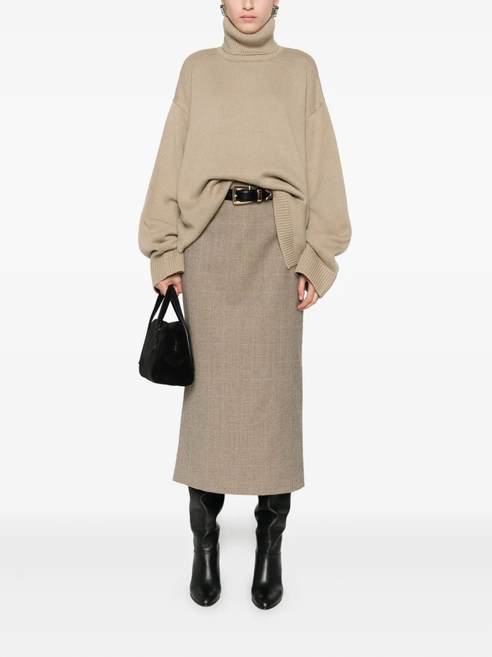 The Frankie Shop Geruite midi-rok - Beige