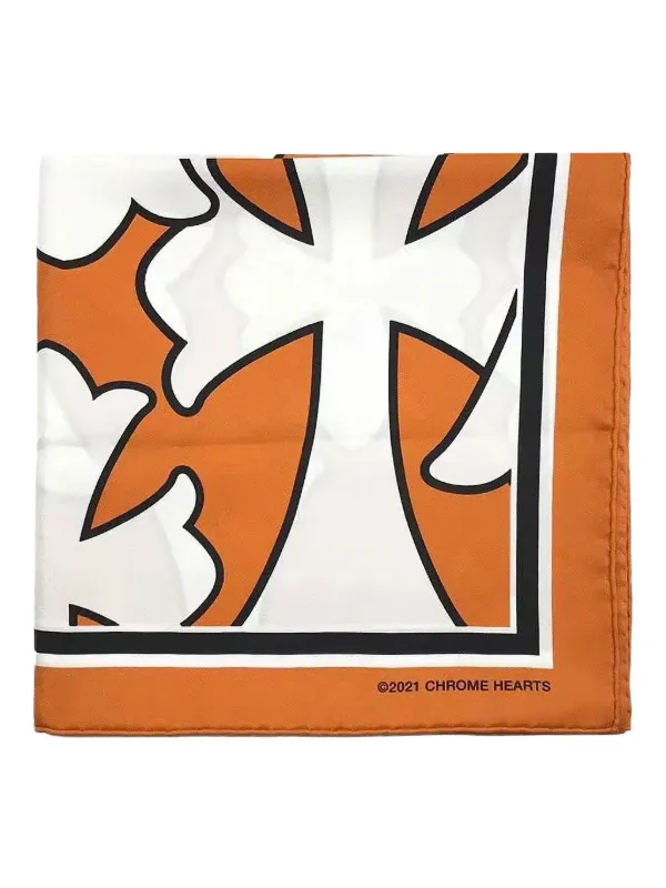 Chrome Hearts クロスロゴ シルクスカーフ | オレンジ | FARFETCH JP