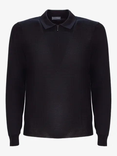 Drumohr zipped merino-wool polo shirt