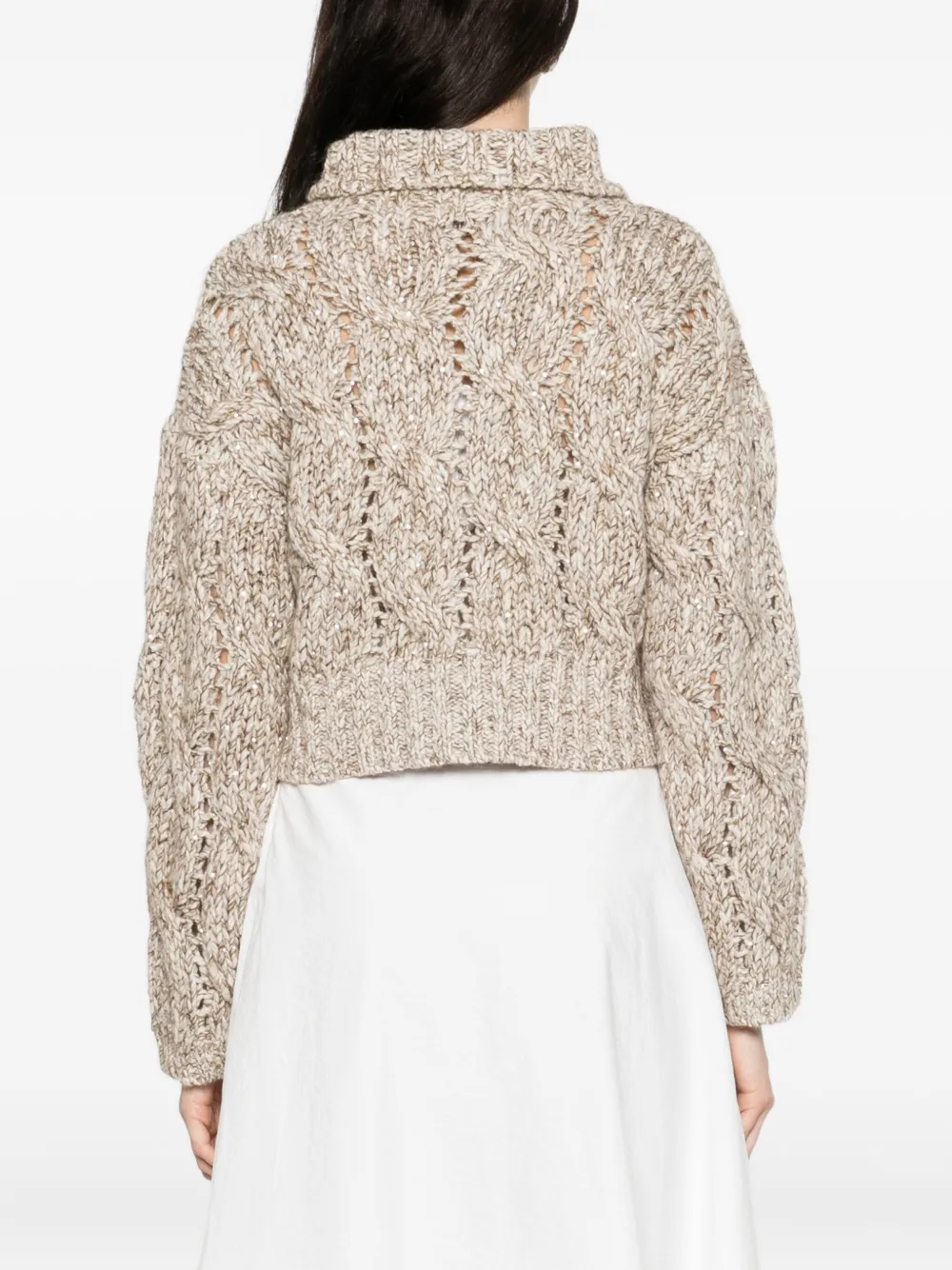 Brunello Cucinelli Kabelgebreid jack met ritssluiting Beige