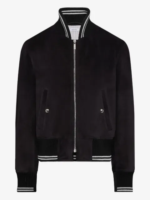 Thom Browne rib-knit suede bomber jacket