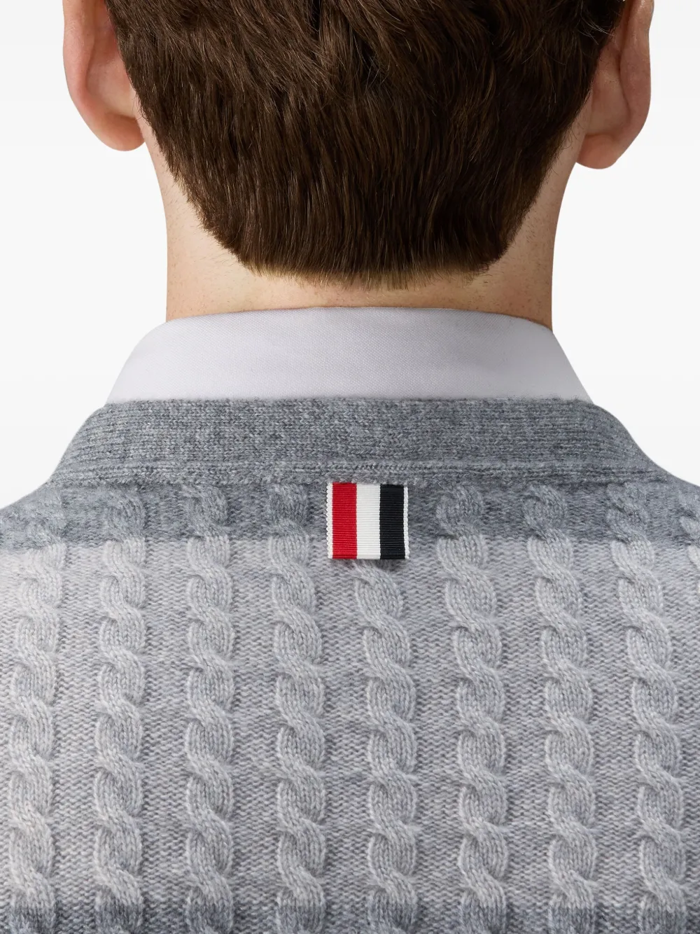 Thom Browne Kasjmier Baby 4-Bar vest met kabelstiksel Grijs