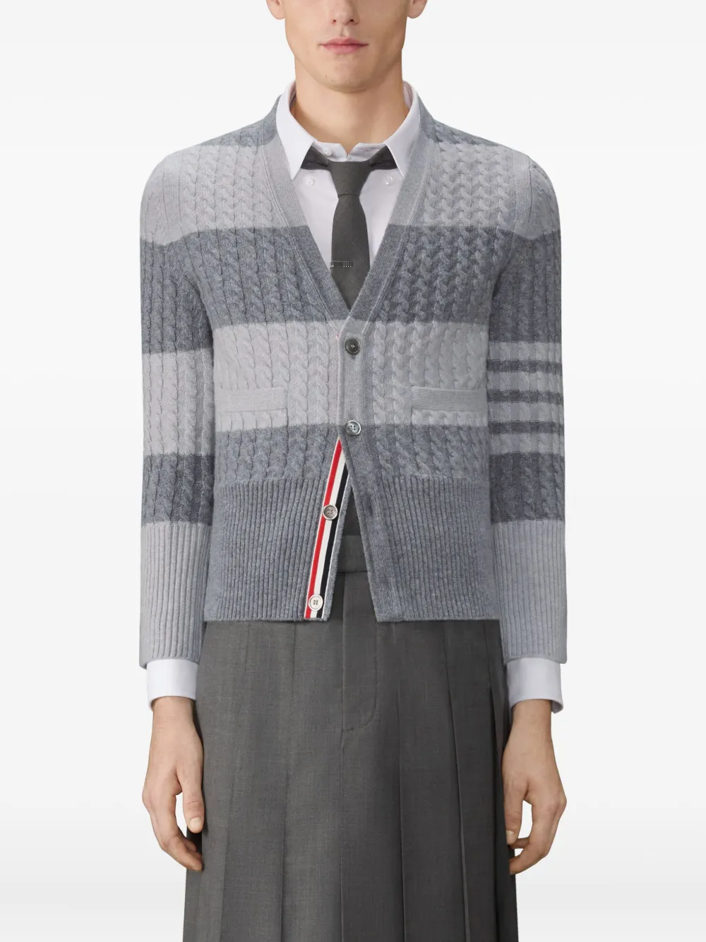 Thom Browne Kasjmier Baby 4-Bar vest met kabelstiksel Grijs
