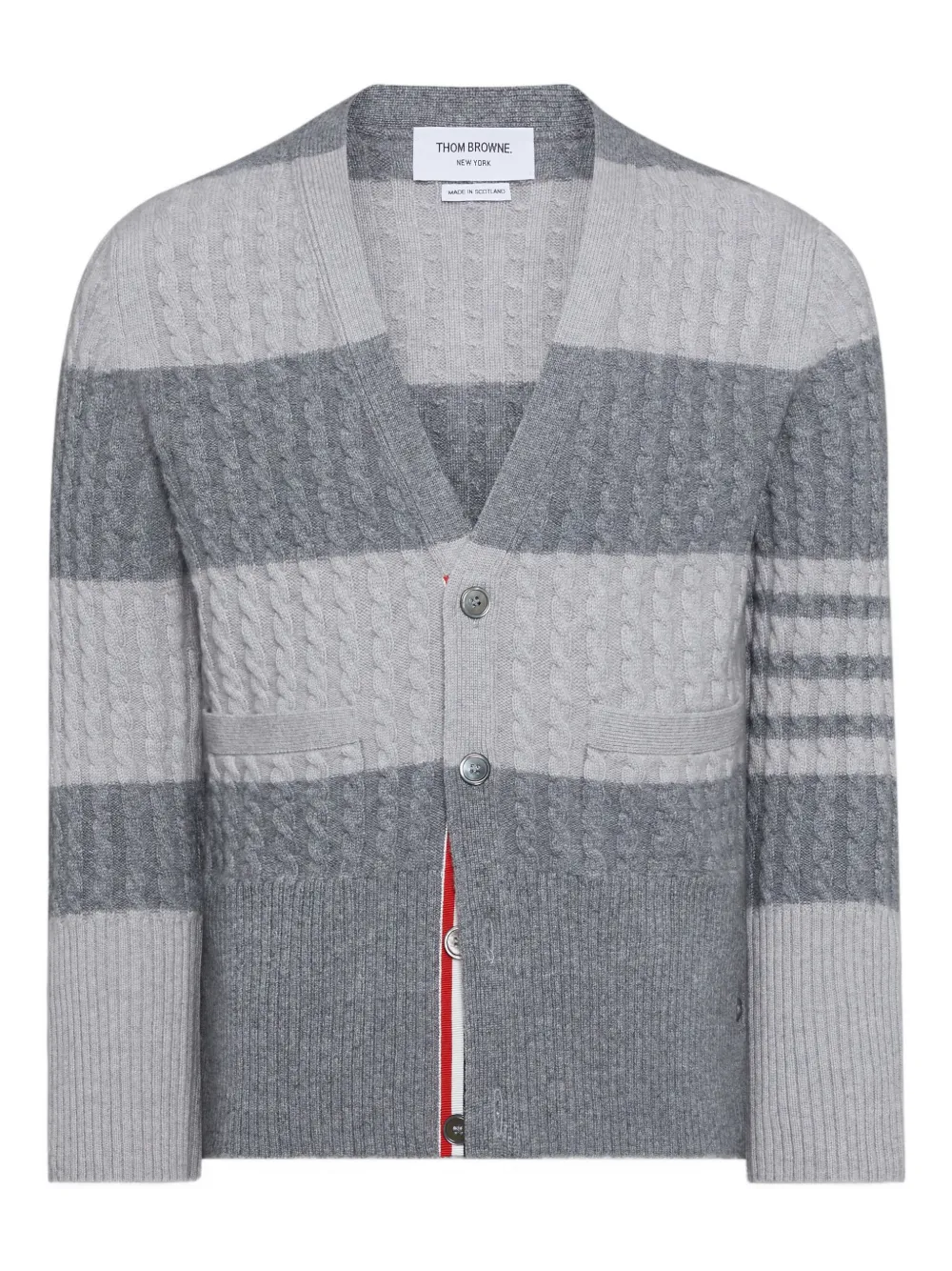 Thom Browne Cardigan 4r-Bar a righe - Grigio